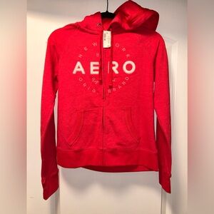 Aeropostale Red Zip Long Sleeve Hoodie- Small